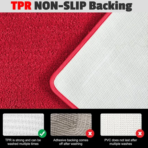 Miniatura 2 de YHF Alfombras Pasillo de Baño 17" X 59", Extra Gruesas y Suaves de Microfibra Shaggy, Tapetes de Baño Lavables a Máquina, Alfombras de Baño 2-Rojo