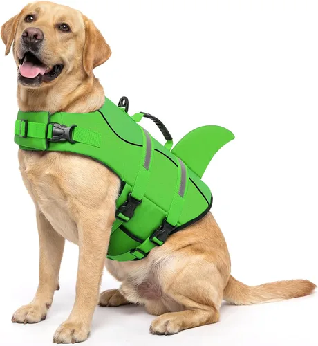 Miniatura 24 de Queenmore - Chaleco salvavidas Ripstop de tiburón para perro, ajustable, con alta flotabilidad y asa de rescate duradera, para perros pequeños