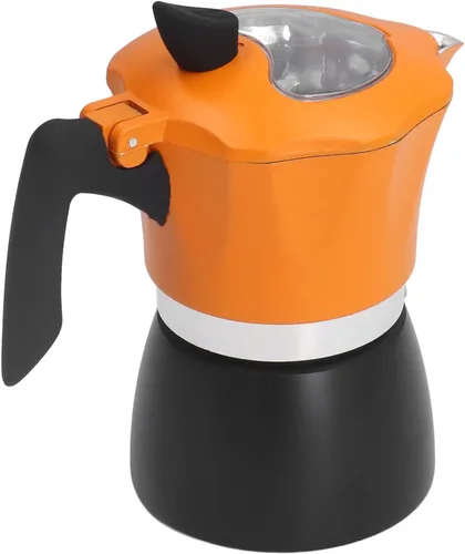 Olla italiana de moka, cafetera italiana con tapa superior transparente, 5.1 fl oz, estilo italiano clásico, doble color, de aluminio, para viajes,