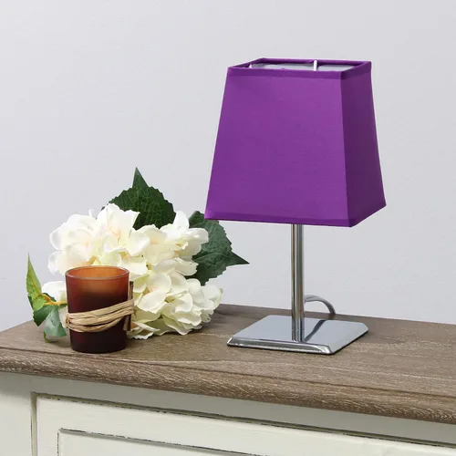 Miniatura 11 de Simple Designs LT2062-GRY - Mini lámpara de mesa de cromo cuadrado con pantalla de tela Empire, gris