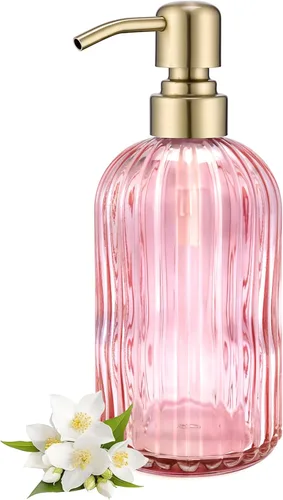 Miniatura 13 de Dispensadores de jabón de vidrio para cocina y baño, botella de vidrio pesado de 16 onzas, bomba de níquel cepillado de acero inoxidable