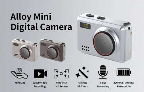 Miniatura 2 de Mini cámara digital retro 1080P HD grabadora de video, cámara de video portátil con llavero con tarjeta de 32 GB y pantalla IPS de 0.96 pulgadas