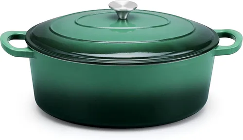 Miniatura 27 de E-far - Horno holandés de 6 cuartos de galón, esmaltado de hierro fundido con tapa, olla de cocina redonda antiadherente para Naranja