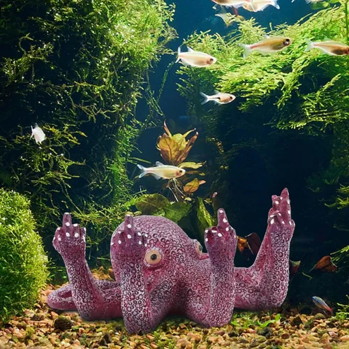 Decoración de pulpo para acuario, vida marina artificial morada, dedos brillantes que mejoran el atractivo visual, adecuado para varias peceras