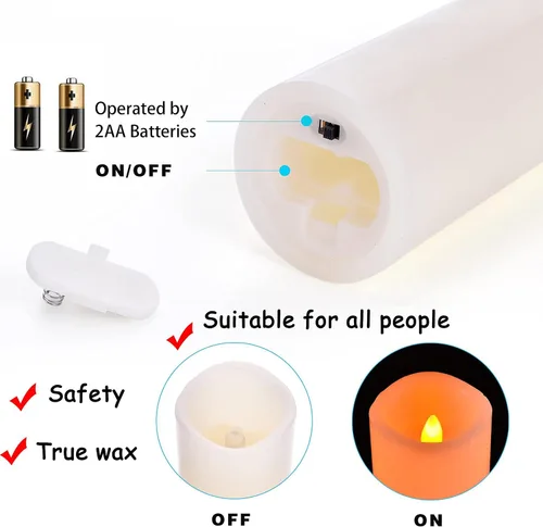 Miniatura 3 de OSHINE Vela LED sin llama, funciona con pilas, juego de 9 pilares parpadeantes con control remoto de 10 teclas y temporizador de 24 horas, velas