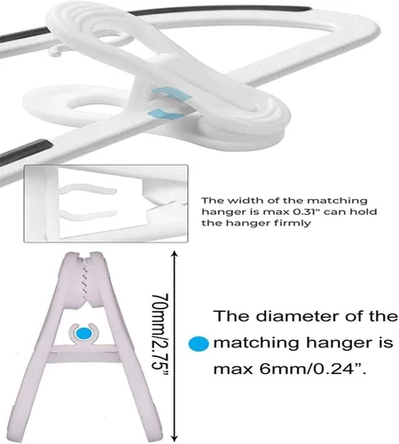 Miniatura 3 de Clips de plástico resistentes para colgar – multiusos para jeans, faldas, suéteres y pantalones (30 unidades, blanco)