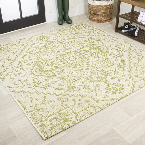Miniatura 41 de JONATHAN Y - Alfombra Estrella interior/exterior con medallón bohemio, tejido texturizado, fácil limpieza, para dormitorio, cocina, patio, no suelta