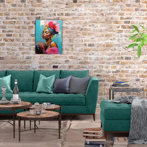 Miniatura 238 de Arte de pared afroamericano, decoración de rey y reina bailarín negro para sala de estar, arte de pareja de amor negro para dormitorio, lienzo