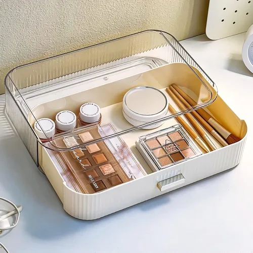 Miniatura 9 de Cajón organizador apilable de plástico transparente Organiza paletas de sombras de ojos, cosméticos y suministros de belleza en un tocador