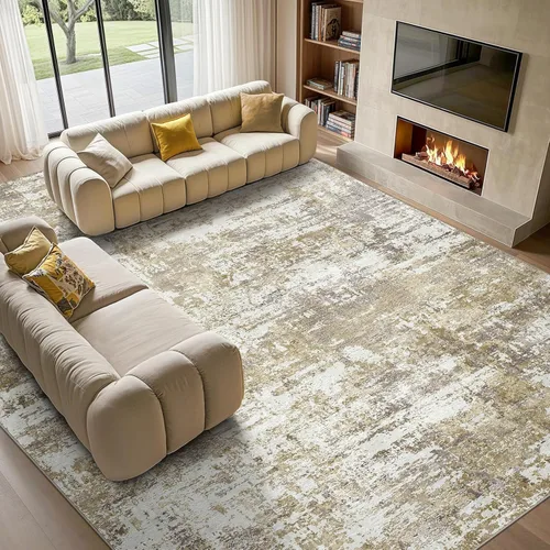 Miniatura 18 de Tortania Alfombra redonda lavable de 5 pies para sala de estar: Alfombra moderna abstracta neutra grande suave y delgada – Alfombra antideslizante