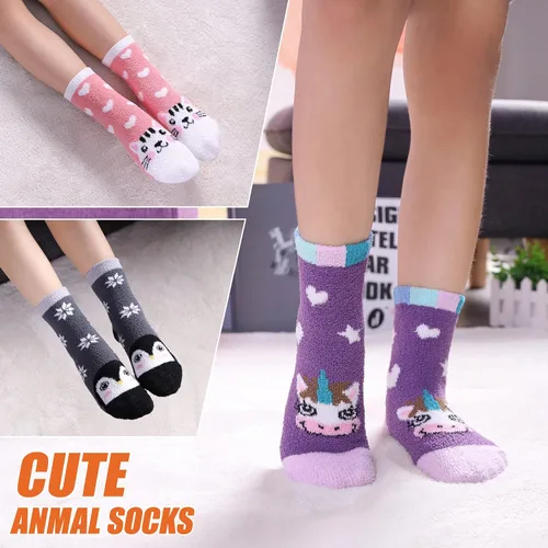 Miniatura 3 de Color City Calcetines antideslizantes para niños y niñas con agarres, antideslizantes, acogedores, esponjosos, cálidos para invierno