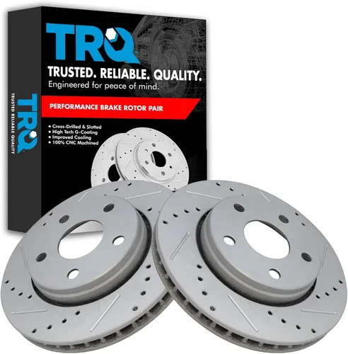 Miniatura 339 de TRQ Juego de rotores de freno de rendimiento trasero con revestimiento G premium compatible con Mazda 6 2014-2021