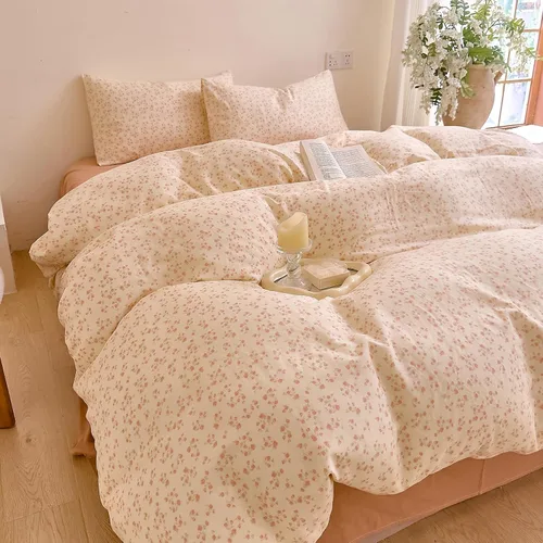 Miniatura 37 de Juego de funda de edredón blanca con estampado floral azul, juego de ropa de cama de algodón suave estilo bohemio, juego de ropa de cama estética