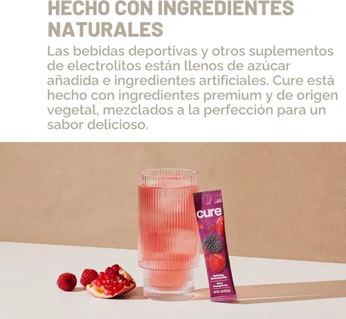 Miniatura 7 de Cure Hydration Mezcla de bebida de electrolitos a base de plantas Sin azúcar añadida FSA-HSA Polvo para el alivio de la deshidratación hecho