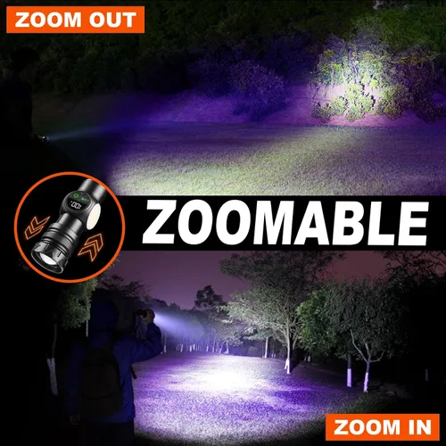 Miniatura 3 de iodoo 4 en 1 linterna recargable UV 6500K / 395nm con atenuación sin escalones, 5000 lúmenes, haz zoom, luz UV IP45, linterna LED de Halloween