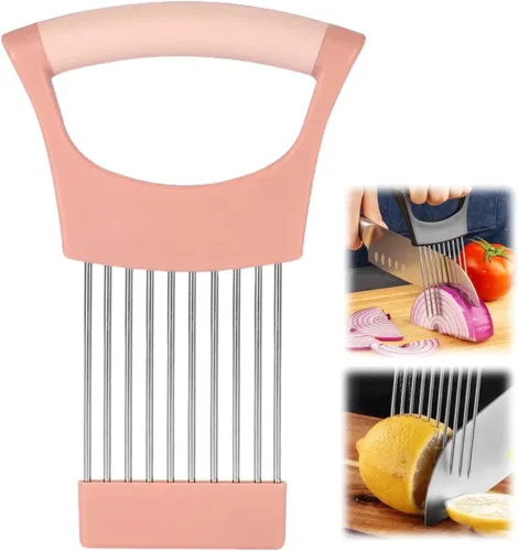 Miniatura 5 de Soporte para rebanar cebollas, nuevo soporte de acero inoxidable 2024 para cortar, herramienta auxiliar de picadora, cortador para carne, cebolla