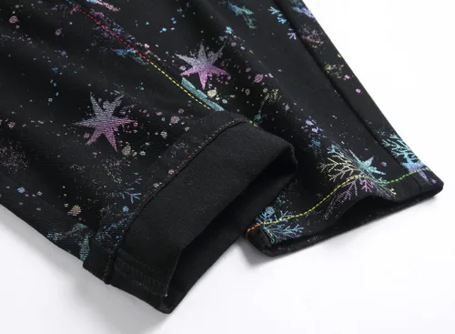 Miniatura 20 de Baylvn - Pantalones de mezclilla entallados y estampados para hombre con corte recto