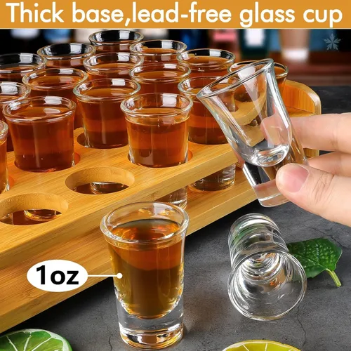 Miniatura 2 de Juego de 24 vasos de chupito grandes y soporte de 1 onza/1.0 fl oz, base gruesa para fiestas, clubes, bares, herramientas para el hogar