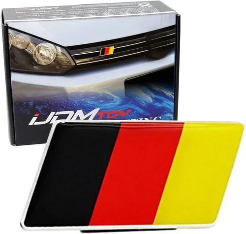 iJDMTOY (1) insignia emblema de la bandera alemana adaptable a la parrilla delantera de autos alemanes, por ej.: Audi, BMW, Mercedes, Porsche,