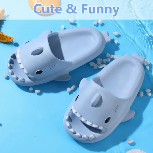 Miniatura 7 de Sandalias de baño con diseño de tiburón para niños y niñas Sandalias de ducha para niños y niñas Sandalias de playa y piscina Secado rápido