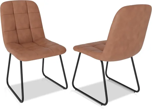 Miniatura 9 de HIPIHOM Juego de 4 sillas de comedor, modernas sillas de comedor de piel sintética para cocina, sala de estar, comedor (4 negras)