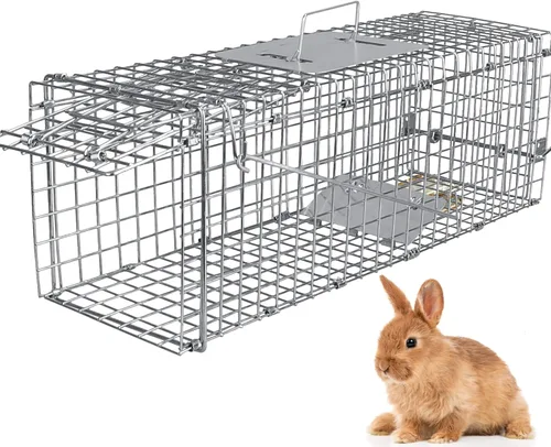 Miniatura 11 de Trampa de jaula de animales vivos de 31 pulgadas, trampa plegable resistente para gatos callejeros, mapaches, ardillas, zorrillos, marmotas, topos