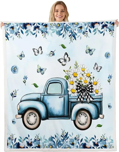 Manta de perro de dibujos animados para niños, manta de vellón con mariposas y girasoles para decoración de dormitorio, sofá, dormitorio, manta