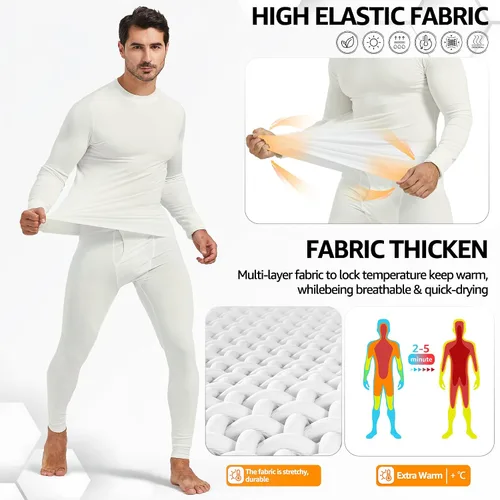 Miniatura 3 de UNIQUEBLLA - Conjunto de ropa interior térmica para hombre, capa base térmica, parte inferior para clima frío
