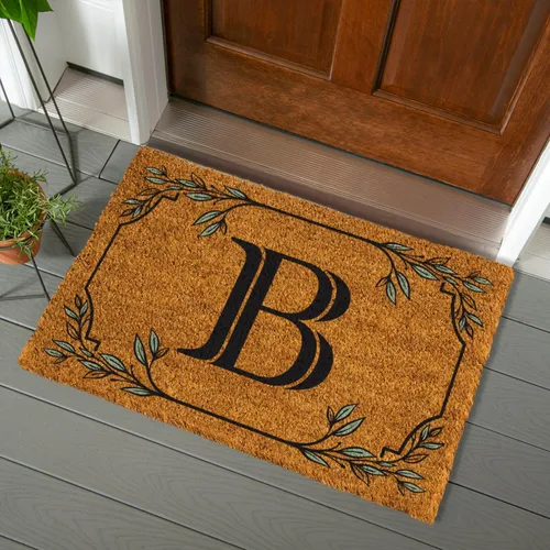 Miniatura 31 de Evergreen Flag Alfombra de puerta de fibra de coco monograma Letra B Alfombra para puerta delantera para interiores y exteriores 71x41 cm