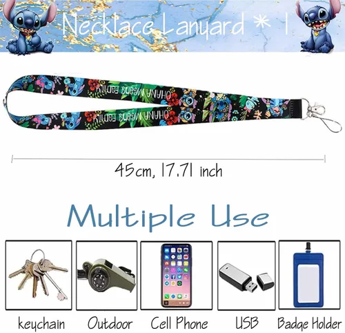 Miniatura 6 de Stitch Merchandise Stuff Gift Set, Stitch Anime Drawstring Bag, Keychain, Keychain Lanyard, Purse, Bracelets