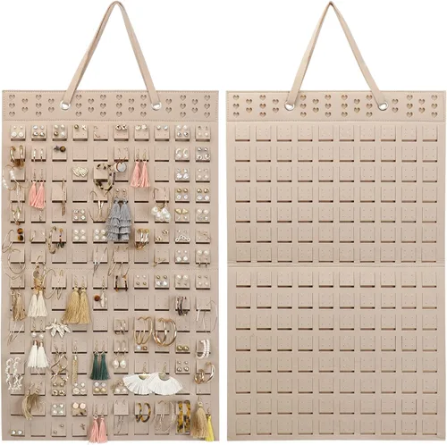 Miniatura 12 de Resovo Organizador de aretes colgantes, soporte para aretes y 20 ganchos, capacidad para hasta 300 pares, diseño compacto, material suave, Blanco