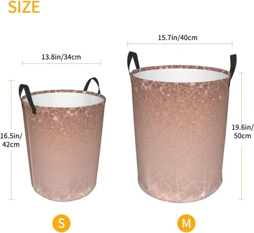 Miniatura 5 de Cesta circular con estampado de oro rosa, impermeable, cesta organizadora de lavandería, con asas, para ropa, juguetes, pequeña