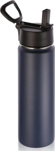 Miniatura 49 de Volhoply Botellas de agua aisladas con popote a granel, paquete de 4, botella deportiva de acero inoxidable de 22 onzas con tapa, vasos de agua