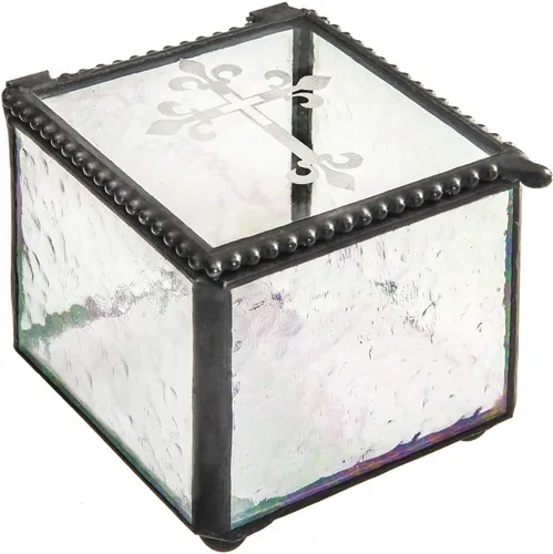 Miniatura 2 de Caja de cristal de la cruz para regalo de la primera comunión católica caja de rosario religioso joyería de recuerdo de la joyería de Christian RCIA
