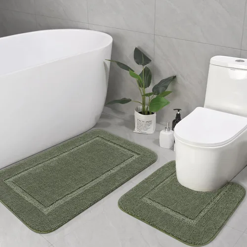 Miniatura 25 de LOCHAS Juego de Alfombras de Baño Beige, Juego de Alfombras de Baño Suaves de 2 Piezas, Tapete de Inodoro en Forma de U de 20x20 y Alfombras de Baño