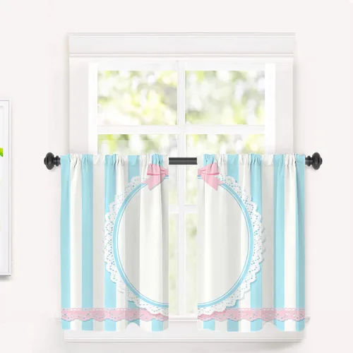 Miniatura 51 de Cortinas de cocina de hojas de arce otoñales para ventanas, hojas verdes y rojas sobre cenefas opacas negras, tratamientos de ventana de poliéster