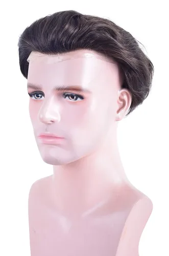 Miniatura 2 de LLWear - Peluca de cabello humano para hombre, encaje francés de 8 x 10 pulgadas, con base de gorra de poliuretano transparente de 360 grados