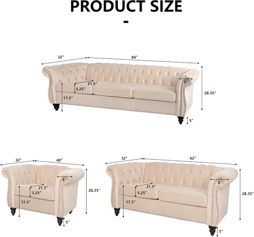 Miniatura 2 de AVZEAR Silla de Acento para Sala de Estar, Silla de Sofá Tapizada Silla de Sofá Individual con Respaldo Acolchado, Silla de Sofá Chesterfield