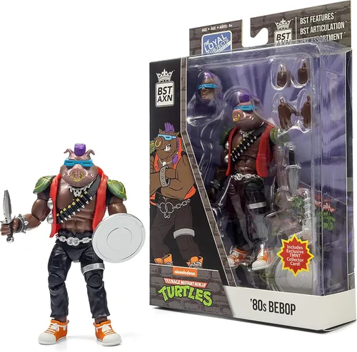 The Loyal Subjects BST AXN Teenage Mutant Ninja Turtles Bebop 80's - Figura de acción de 5 pulgadas con accesorios
