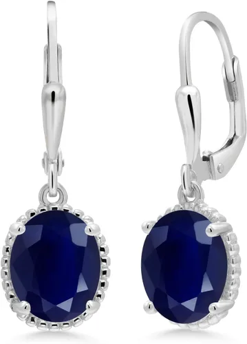 Miniatura 63 de Gem Stone King Aretes colgantes de gota para mujer, plata de ley 925, piedra natal ovalada de 0.354 x 0.276 in, joyería fina, regalos para ella