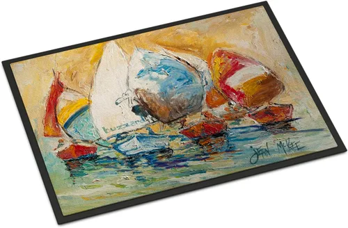 Miniatura 198 de Caroline's Treasures JMK1017JMAT - Tapete de caza de rana garza azul, 24 x 36 pulgadas, tapete para puerta delantera, interior y exterior