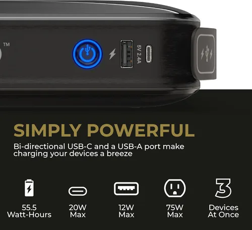 Miniatura 2 de HALO Bolt Ultimate 3 arrancador de batería de auto portátil Compresor de aire de 130 PSI, banco de energía USB de 55.5Wh, pantalla grande, faro