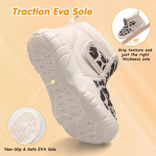 Miniatura 4 de QFH Zapatos cálidos de invierno para bebés, niños y niñas, botas de nieve antideslizantes para niños pequeños, botas de piel sintética resistentes
