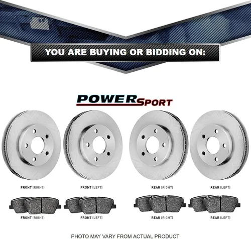 Miniatura 2 de Power Sport Kit de frenos y rotores traseros delanteros Pastillas de freno delanteras y traseras Rotores y pastillas de freno Pastillas