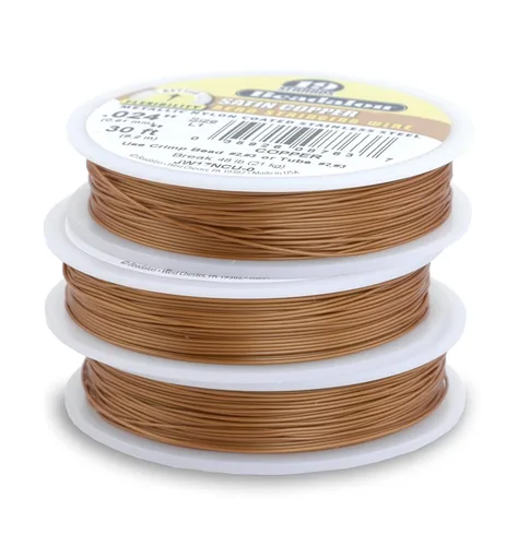 Miniatura 22 de Beadalon Alambre de cuerda de cuentas de acero inoxidable de 19 hebras, 0.018 pulgadas / 0.018 in, bronce, 100 pies / 101.7 ft
