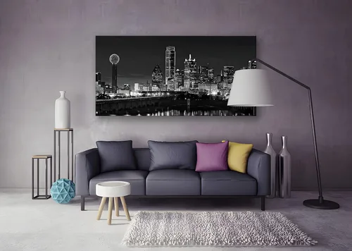 Miniatura 4 de NAN Wind 1 pieza de lienzo con diseño de horizonte de Dallas, escena nocturna de la ciudad en blanco y negro, moderna pintura giclée en lienzo
