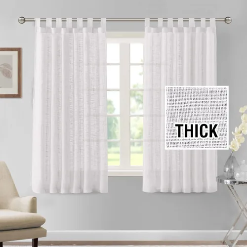 Miniatura 2 de H.VERSAILTEX Cortinas de mezcla de lino – Cortinas de lino natural texturizado con pestaña superior para sala de estar, filtrado de luz de bajo