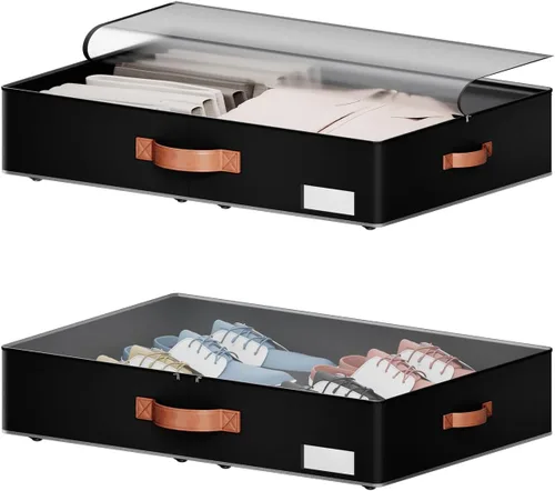 Miniatura 7 de Almacenamiento debajo de la cama con ruedas, contenedores de almacenamiento de gran capacidad de 7.5 pulgadas de altura, contenedores