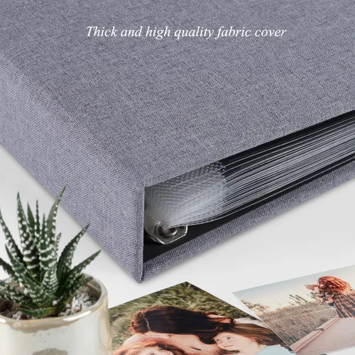 Miniatura 2 de 1DOT2 8x8 DIY pequeño álbum de recortes con 3 anillas, álbum de fotos, diario con 30 fundas de plástico, 60 páginas y cubierta de tela para bebé