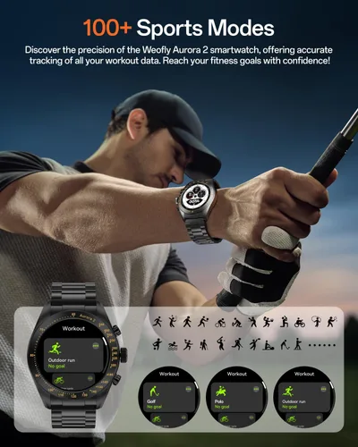 Miniatura 7 de Aurora 2 - Reloj inteligente para hombre, responder/hacer llamadas, pantalla AMOLED HD de 1.32 pulgadas, reloj inteligente de 350 mAh, monitor